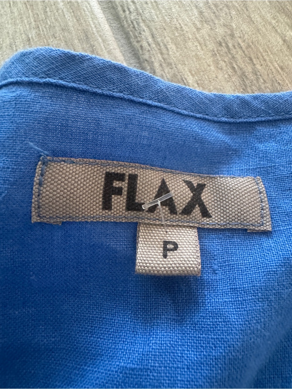 FLAX by Jeanne Engelhart Blue Linen Peplum Button Top P (0-4) - Picture 2 of 8